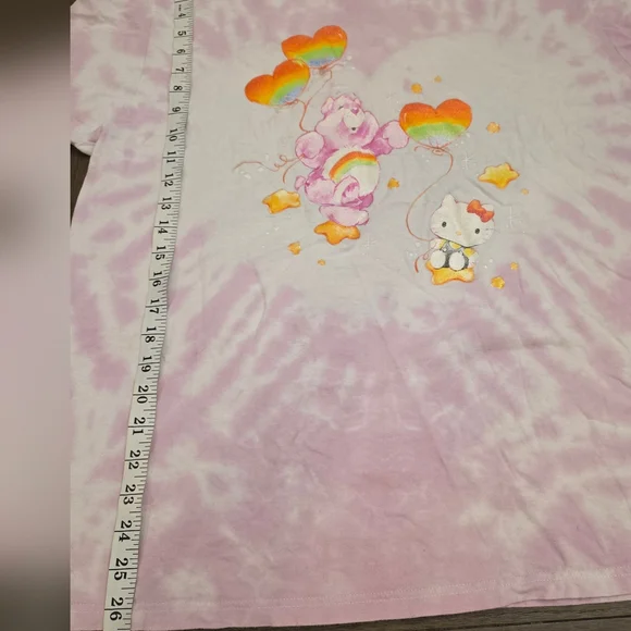 Hello Kitty x Care Bears Women's Heart Balloon & Stars Shimmer Design Tie-Dye XL - Picture 8 of 8